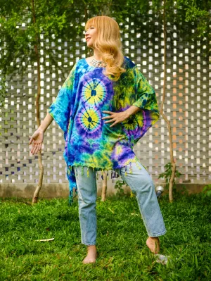 T0128- Hand Dyed Tunic Boho Kaftan Blouse Hippie Oversize Tops